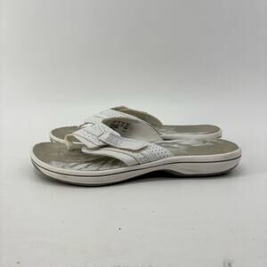 Clarks Womens Size 7 Breeze Sea Flip Flop Sandals White Comfort
